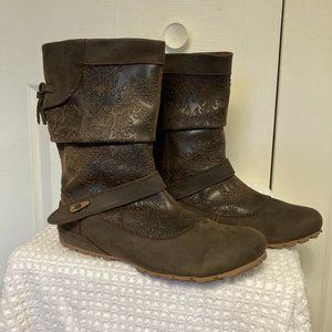 Merrell Haven Floral Embossed Leather Boots Sz 10